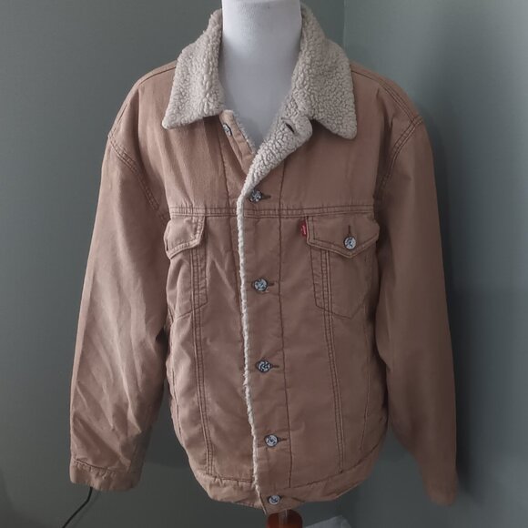 Levi's Corduroy Sherpa Lined Trucker Coat L Large - Picture 1 of 8